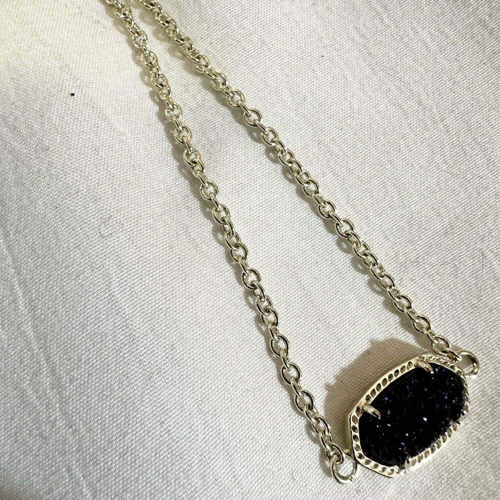 Kendra Scott Elaina Adjustable Chain Bracelet  Dark Purple Drusy / Silver